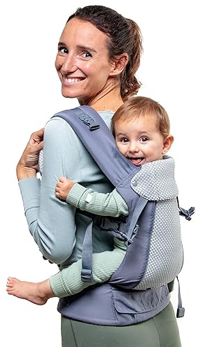 Beco Gemini Mochila Portabebés Ergonómica de 3,2 a 15,8 kg (7–35 lbs) - Posición en M, Asiento Ajustable - Mochila de Porteo para Recién Nacidos y Niños PequeñosMalla 3D transpirable (Cool Dark Grey)