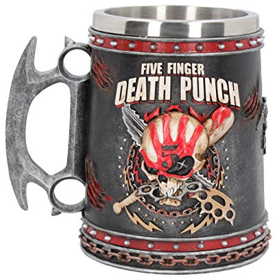 Nemesis Now B4654N9 Fünf-Finger-Death Punch Bierkrug, 15 cm, Harz mit Edelstahl-Einsatz, Schwarz