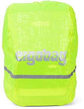 Ergobag Regencape für Schulrucksäcke, wasserdicht, Leuchtfarben, Reflektoren, Gummizug, Gelb Glow