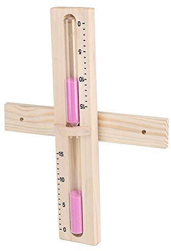 15 Minutes Sauna Room Sand Clock, Glass Timer Wall-Mounted Wooden Hourglass with Sands Time Management for Sauna Room, 11.9 * 2.2 * 1.8 inch
