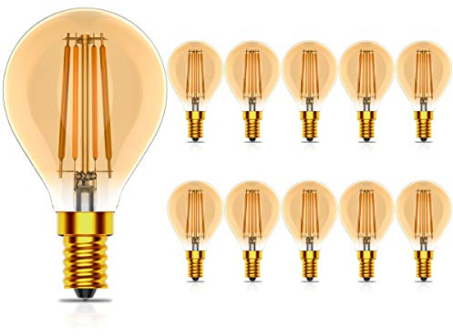 10er Pack Vintage Edison E14 LED Lampe Tropfenform 4W Fadenlampe Filament Birne,Ersetzt 40 Watt Glühbirnen,Warmweiß 2700K,CRI >80, 400LM,Nicht Dimmbar,AC 220V