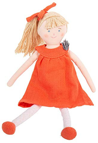 TROUSSELIER - Stoffpuppe 30 cm - Bio Baumwolle - Ideales Geburtsgeschenk - Waschmaschinenfest - Farbe Orange