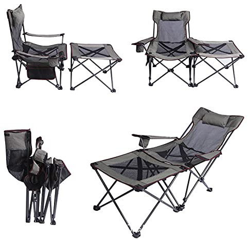 CFMZ Angelstuhl Karpfenstuhl 150kg, Campingstuhl Faltbar Klappbar, Camping Stuhl mit Armlehne XXL Breite, Ultralight Klappstuhl Faltstuhl Campingsessel mit FußAblage D
