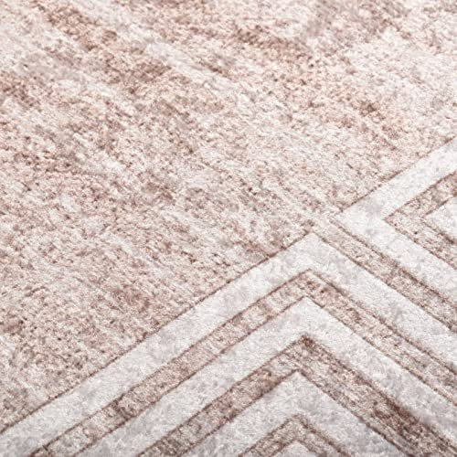 Tidyard Matta, tvättbar golvmatta, pälsmatta, vävmatta, handvävd, vardagsrumsmatta, smutssamlande matta, trappmattor, tepiche, hallmatta, halkfri PVC-baksida, beige