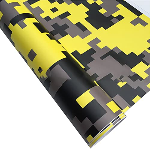 Camouflage Vinyl Wrap Film,Assudro Digital Camouflage Auto Aufkleber Körper Farbwechselfolie Blasenfrei Motorrad Camo Styling Aufkleber Rolle Auto Selbstklebende Dekor Car Wrap Folie,gelb 152 * 30CM