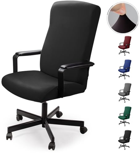 Eozakavod Funda de Silla de Oficina Modernas Estilo Simplista Cubiertas de la Silla de la computadora de Oficina Cubierta de la Silla Oficina removible (no Incluye Sillas)(Negro,M)-N