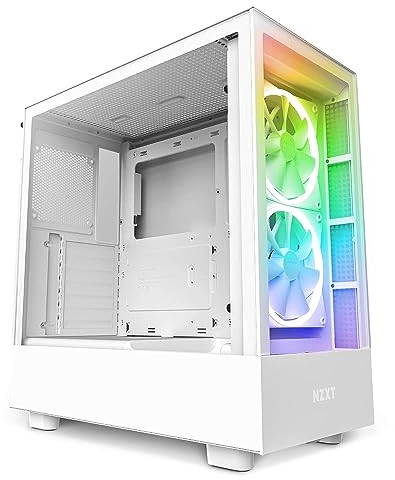 NZXT H5 Elite Compact ATX Mid-Tower PC Gaming Case – Built-in RGB Lighting – Tempered Glass Front and Side Panels – Cable Management – 2 x 140mm RGB Fans Included – 280mm Radiator Support – White