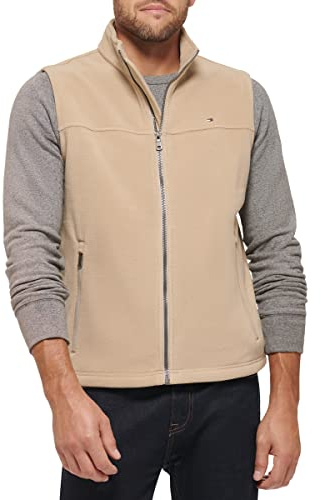 Tommy Hilfiger Lätt polär fleeceväst för män, SOLBRÄNNA, S