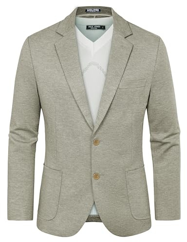 PJ Paul Jones Men's Casual Knit Blazer Suit Jackets Two Button Lightweight Unlined Sport Coat, Khaki-Lightweight, L