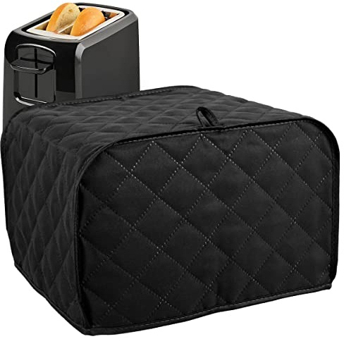 Toaster Cover 30x20x20cm Lightweight Polyester Small Appliance Cover Machine Washable Bread Maker Protector Dust-Proof Toaster Machine Cover for 2-Slice Toaster Kitchen(Black)