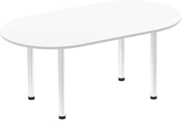 OPO Impulse Freestanding 1800/2400mm Rectangular Boardroom Table Attractive Post Legs | Sturdy Build Weather & Heat Resistant Melamine Finish Table White Aluminium 1800