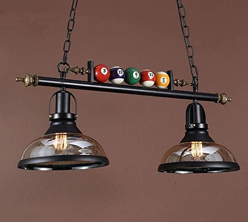 MADABO Luces de mesa de billar Candelabro, Billar y luces de mesa de billar, E27 Lámpara colgante de billar Lámpara de techo de hierro forjado con pantalla de lámpara de vidrio para fiesta Sala de