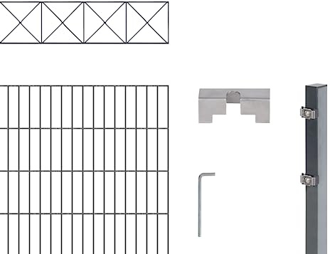 Alberts 667863 Doppelstabmattenzaun »Nexus« als 22 tlg. Zaun-Komplettset | verschiedene Längen und Höhen | kunststoffbeschichtet, anthrazit | Höhe 140 cm | Länge 8 m