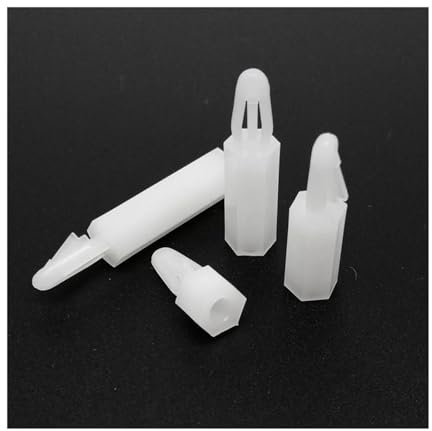 SEIDER 50 Stück M3 Sechskant-Nylon-Kunststoff-Abstandshalter, Abstandshalter, Push-Clip-On-In-Bolzen, Feste Halterung, for 4 mm Loch, 1,6 mm Dicke(M3x12mm)