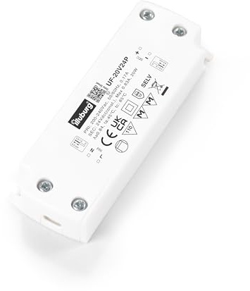 illuburg LED Trafo 24V 20W Flach Flackerfrei Geräuschlos für GU4 GU5,3 LED Streifen Möbel Verdeckte Montage Netzteil Treiber Vorschaltgerät Driver Power Supply