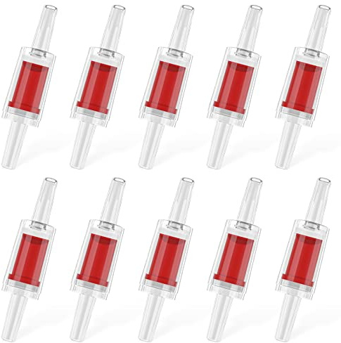 Pawfly 10 PCS Rückschlagventil Aquarium für gängige Luftpumpen Rote Kunststoff Rückschlagventile Pumpenschutz für Standard 0,5cm Luftschlauch Fischbecken Zubehör für Belüftung Setup