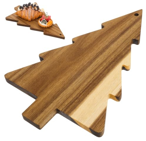 ABOOFAN Planche À DéCouper NoëL En Bois Naturel Forme Sapin Plateau De Charcuterie Polyvalent Pour Cuisine Service Et DéCoration Festive 15X9.5 Pouces