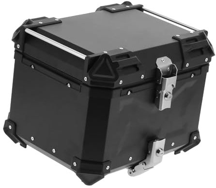 Motorrad Heckbox Mit, Aluminiumlegierung Topcase,Aluminium Roller Topcase,Motorrad-Topcase Mit Grundplatte Und Sicherheitsschloss/Silver 36/45/55/65/80/100L (Color : Schwarz, Größe : 80L: L56.5cm*