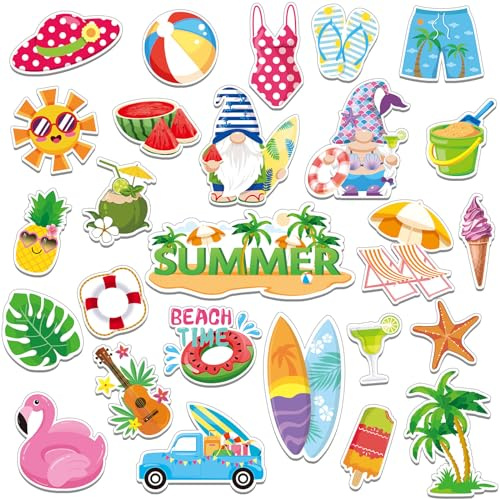 MARFOREVER Sommer Gel Sticker, 50 Stück Sommer Gel Fensteraufkleber Klebefolien Abnehmbare Wiederverwendbare Deko Saisonale Aufkleber für Kinder Fenstersticker Glasflächen Sommer deko