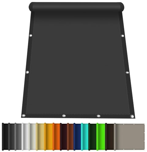 Sonnensegel Wasserdicht 4.5 x 9 m Wasserdicht Balkon Sichtschutz mit Ösen Reißfest Wetterfest UV Schutz Ohne Bohren für Balkon Garten Terrasse, Schwarz