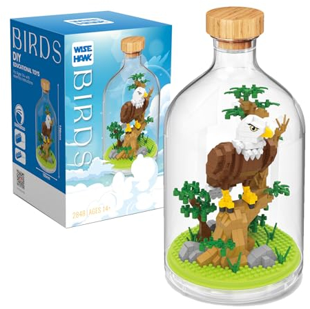 NVOSIYU Adler Mini Bausteine Set - DIY Klemmbausteine Set für Tierfiguren mit Schaukasten, Tiere Sammlung Konstruktionsspielzeug für Erwachsene, Home Decors