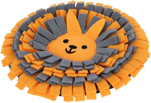 Kerbl Pet Schnüffelteppich, Kaninchenspielzeug, orange, grau, 2cm, Ø25cm, Polyester, Kaninchen, falt- und rollbar, aktiviert Geruchssinn