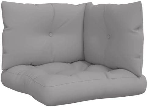 vidaXL Pallet Cushions 3 pcs - Grey Outdoor/Indoor Polyester Fabric with Soft Hollow Fibre Filling, Water- - Perfect for Patio, Garden, Living Room, Family Sofa - 61.5x60x10 cm Seat, 60x38x13 c...