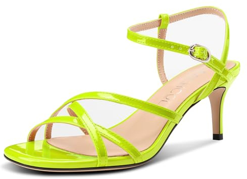 Aachcol Donna Medio Gattini Tacco Heels Strappo Tacco Heel Sandali Aperte sulla Punta Cinturino alla Caviglia Ballo Dress Scarpe 6.5 CM Heels Verde Lime 44 EU