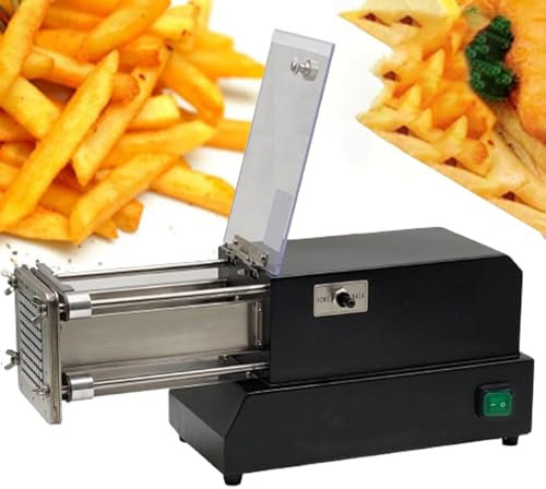 WHYYDSS Coupe-Frites électrique, Coupe-Chips de Pommes de Terre, Machine de découpe Rapide de Fruits 8 mm/10 mm/12 mm, pour Cuisine Commerciale,Black