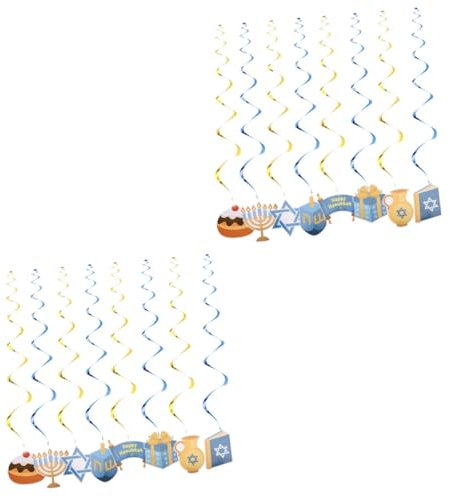 Garneck Chanukka Fenster Chanukka Leuchter Kerzen 60 STK Chanukka-Dekoration Chanukka-Party- Wirbeldekoration Zum Aufhängen Aus Papier Fröhliches Chanukka-Banner Sky-Blue