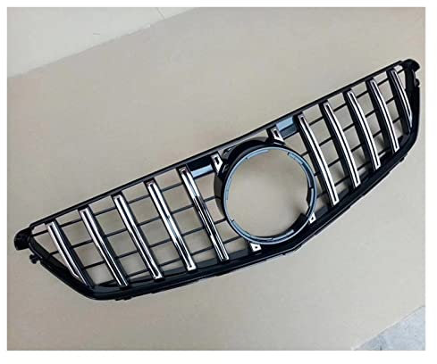 Front Kühlergrille Kühlergitter W204 Für AMG Für GT Grill Schwarz Silber Front Stoßstange Kühler Diamanten Grille Für Benz C Klasse C200 2007 2008 2009 2010 2011 2012 2013 2014(Silber)