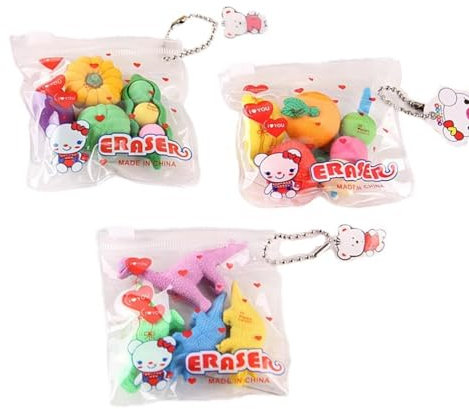 4-teiliges kreatives Cartoon-Tüten-Radiergummi-Set, Tier-Motiv, niedlicher Dinosaurier