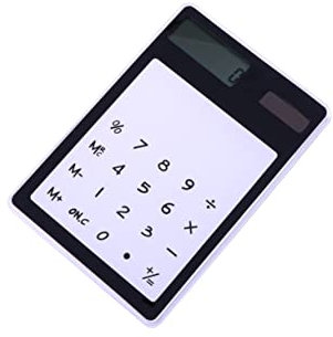 Operitacx Calculatrice Solaire Tactile Transparente avec Écran LCD Fonction Automatique Portable Et Fine Calculatrice De Bureau pour École Et Bureau Noir