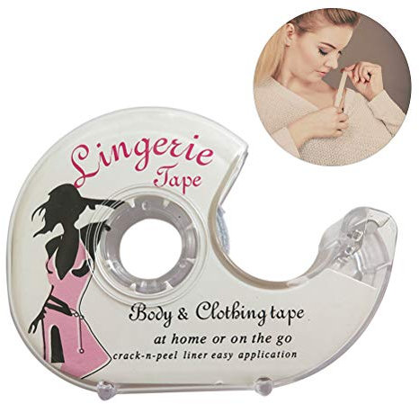 Nurnesy Nastro biadesivo per vestiti, trasparente, antiscivolo, per abiti da sposa, abiti da ballo, abbigliamento da festa, materiale PET (bianco)