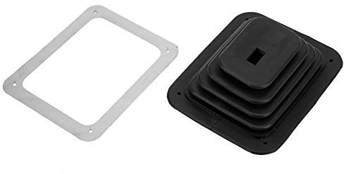 SIXRUN Quadratische Schaltmanschette, Leichte Gummi-Schaltmanschette mit Aluminium-Zierplatte, Passend für Automatische oder Manuelle Schalthebel von Hurst BM