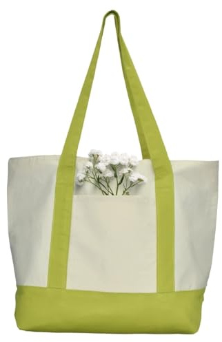 MINIMARG Heavy Duty 100% Cotton Canvas Tote Bag With Zip and external pocket, Suitable for Daily Grocery, Travel, Shopping, Events and Gifts, Sturdy Reusable women Beach Bag (Natural/Parrot)