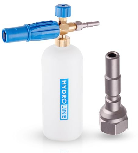 Lanza de Espuma HYDROLINE, Boquilla para cañón de Espuma de Alta presión Compatible con limpiadora de Alta presión Kranzle 1050 XA 15 XA 1 D10, 1000 ml, 60 °C, regulación de Espuma y Chorro, Azul