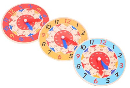 UPKOCH 3piezas Reloj De Madera Educativo para Juguete Cognitivo De y Segundo Aprendizaje De y para Desarrollo Infantil