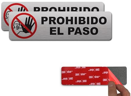 2 unidades de Señal Adhesiva | Acabado premium - 18 x 5 cm - Grosor 0.8mm (Prohibido el Paso)