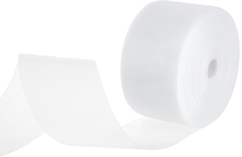 BENECREAT 50 M Tela Traslucida per Tende Buckram, Nastro Adesivo Bianco Da 8.3cm, Tessuti Da Cucire Tende per La Casa Cucito per Finestre Accessori per Indumenti