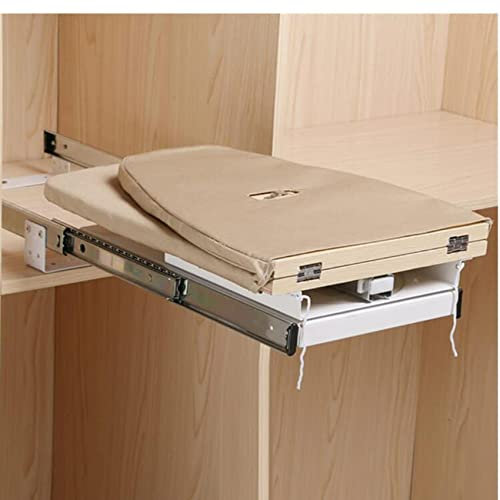 Wooden Folding Ironing Board - 90° Rotatable Heat-Resistant Cover Space-Saving Design Portable Ironing Station with Drawer - Ideal for Home & Apartment Use