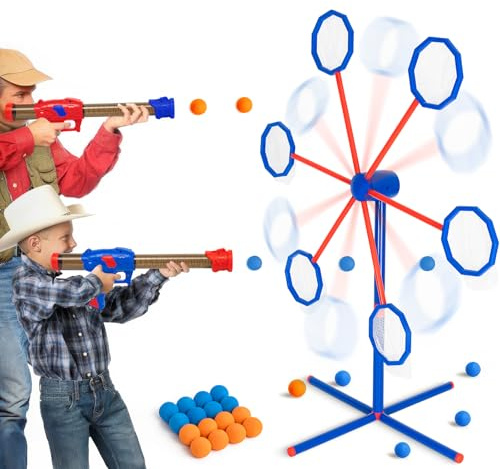 Juego de Tiro al Blanco, Juguetes de Tiro para Niños con 2 Pistolas de Juguetes 24 Bolas de Espuma, Juguete para Actividades en Interiores y Exteriores,Regalo Ideal para Niños de 5 años y Más