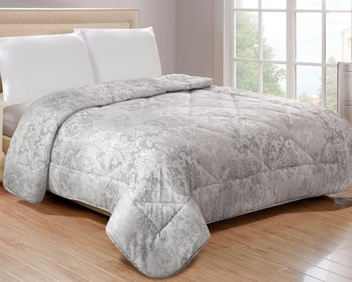 Tata Home Trapunta Invernale Piazza Mezza Imbottita in Morbida Microfibra Piumone Letto Trapuntato Caldo e Soffice Autunno Inverno Traspirante Anallergico Mod. Mony Dis.1 Classic Colore Grigio