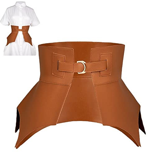 Stakee Ceinture Large Irrégulière en Cuir Synthétique, Style Punk, pour Femme, Accessoire De Costume, Élastique, Corset, pour Manteau, Pull