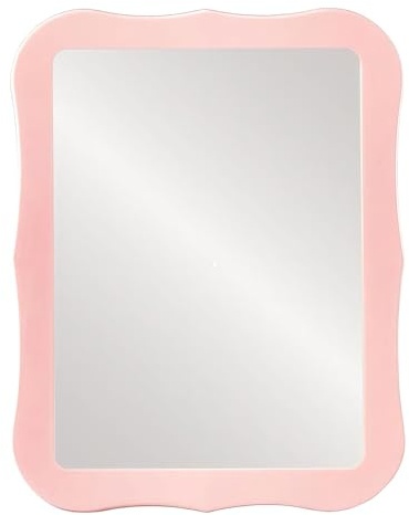 VelvetGlow Gewellter Magnetischer SchließFachspiegel 5'' X 7'', Kleiner Schminkspiegel Aus Echtem Glas Mit Magnetischer RüCkseite FüR BüRo Oder Schrankschrankschrank-Dekor (Hellrosa)