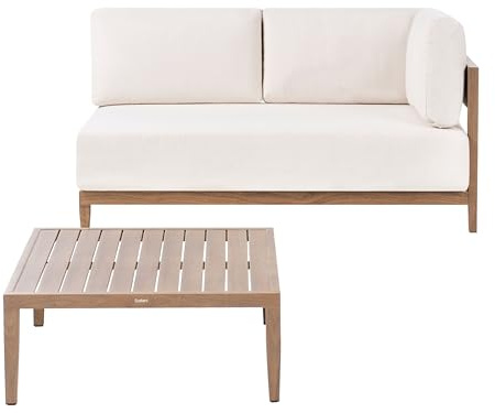 Beliani Gartensofa mit Tisch Aluminium braun Auflagen Hellbeige 2-Sitzer modern Sampieri