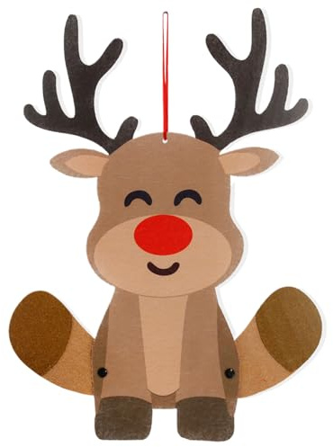 Renchey Decoración navideña de Fieltro,navideños de Fieltro - Adorno de de Reno y muñeco de Nieve de Papá Noel navideño en 3D - de figuritas para Puertas y Ventanas para decoración del hogar