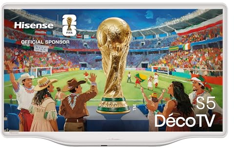 Hisense 32S5Q - QLED Deco Smart TV 32 Pulgadas, Diseño artístico, Dolby Atmos, Blanco Morandi, Peana Central con Estilo