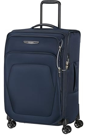 Samsonite Spark SNG Eco - Valise Souple 67 cm Moyenne - Valise Trolley 4 Roues, Serrure TSA, Légère & Extensible - Bleu (Midnight Blue)