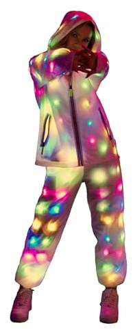 HAA FEE LED Light Up Hooded Jacket for Women and Men – 3 Modes(Slow Flash/Fast Flash/Steady),Washable,for Glow Party & Rave